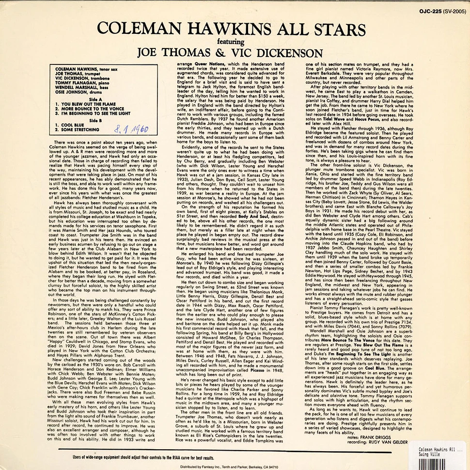 Coleman Hawkins All Stars Featuring Joe Thomas & Vic Dickenson - Coleman Hawkins All Stars