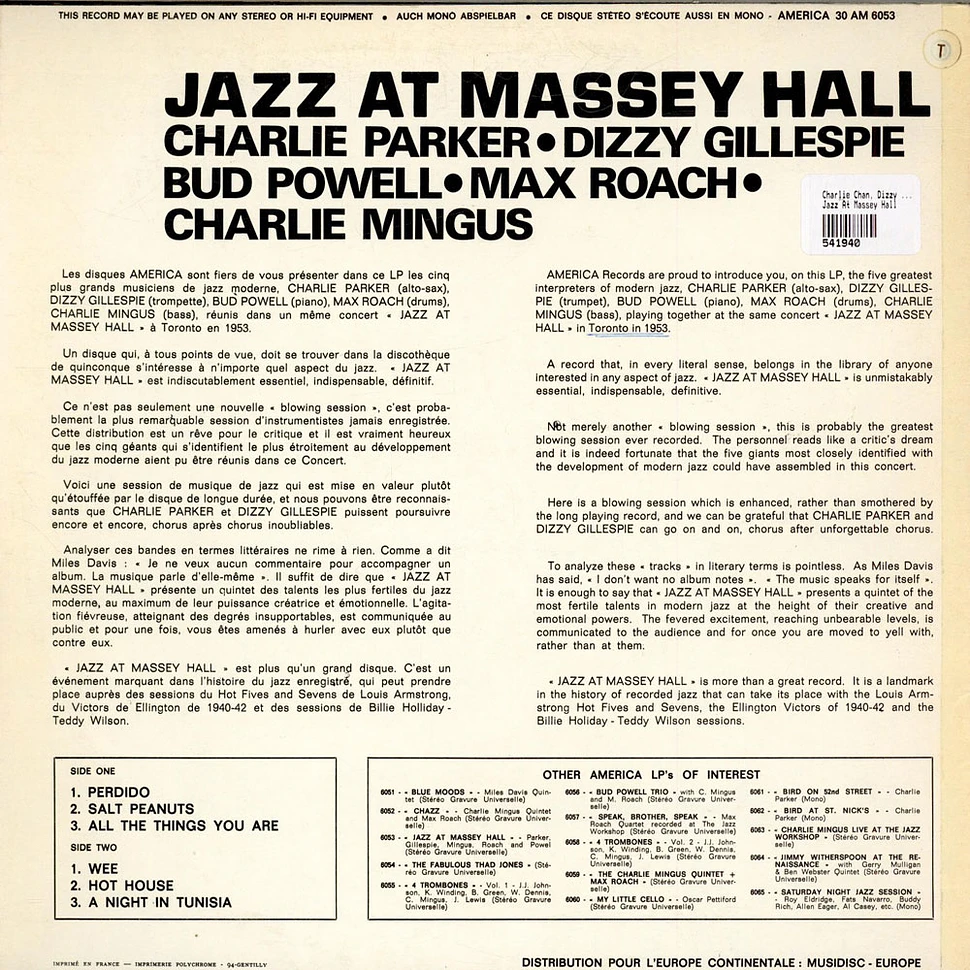 Charlie Parker • Dizzy Gillespie • Bud Powell • Max Roach • Charles Mingus - Jazz At Massey Hall