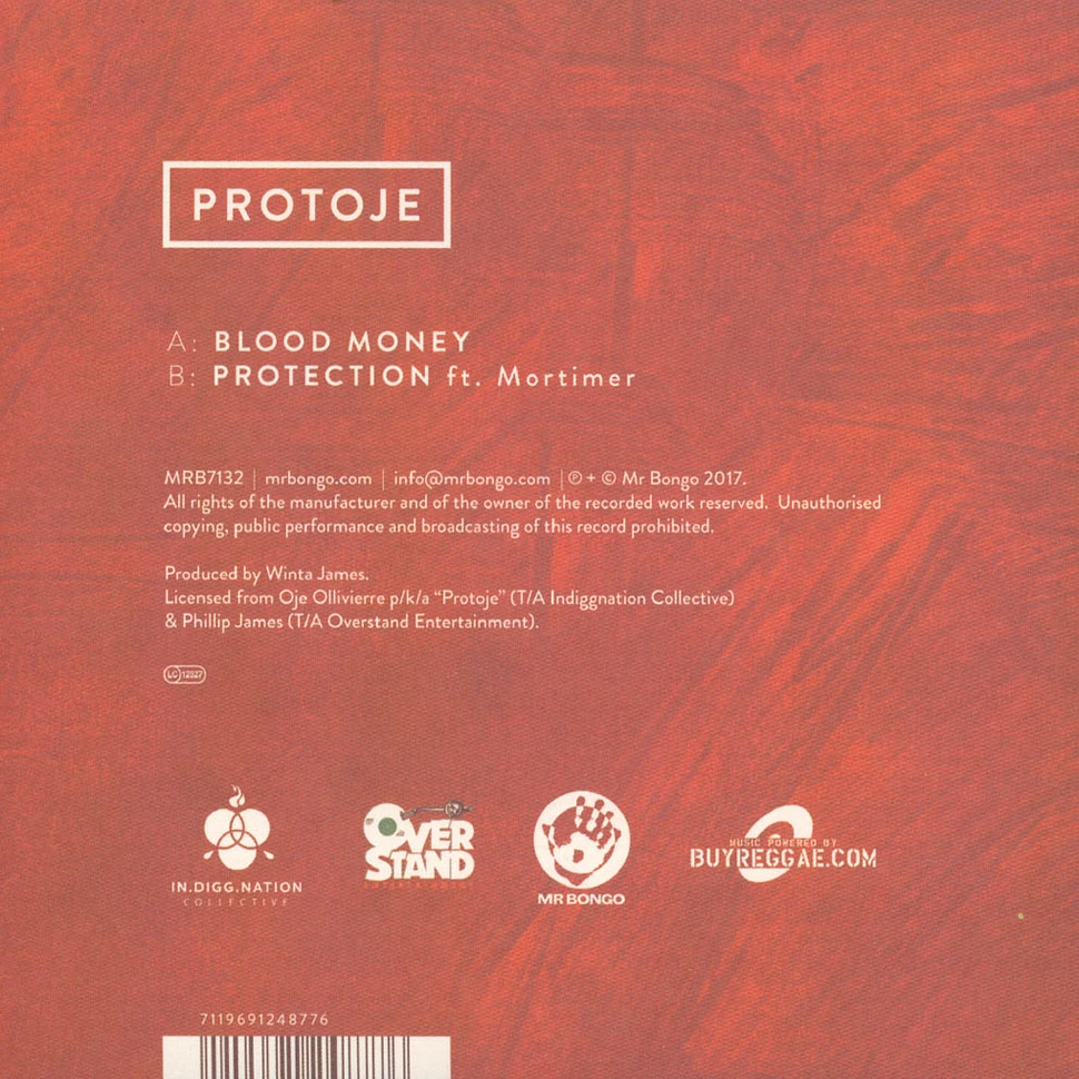 Protoje - Blood Money / Protection Feat. Mortimer Red Vinyl Edition