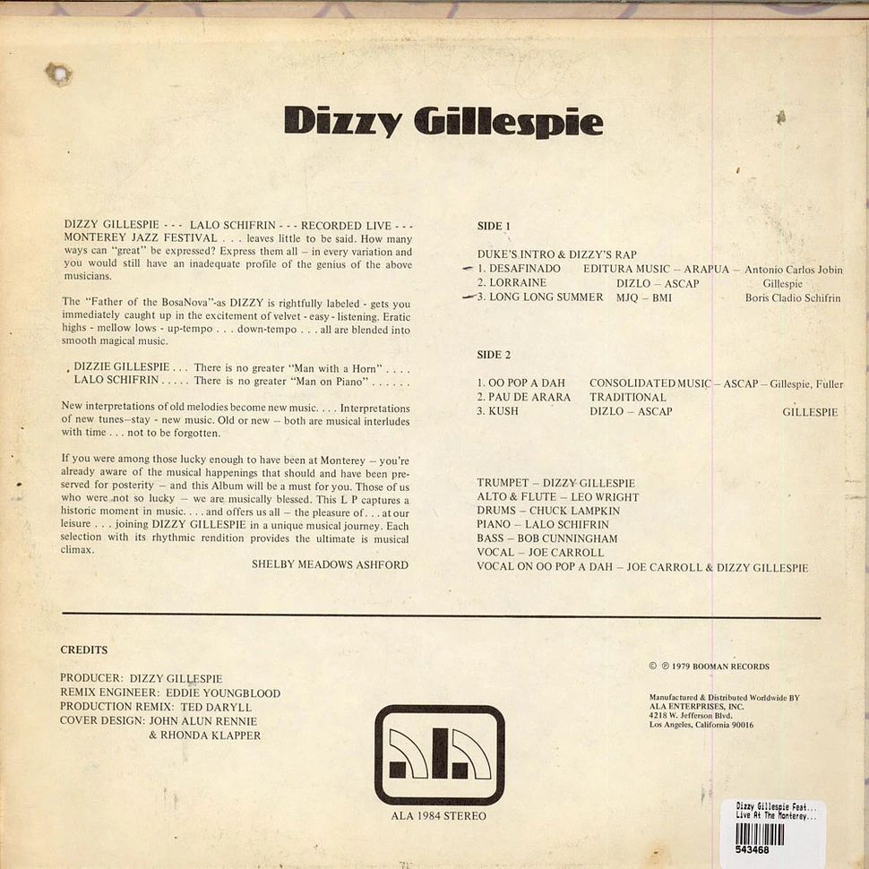 Dizzy Gillespie Featuring Lalo Schifrin - Live At The Monterey Jazz Festival