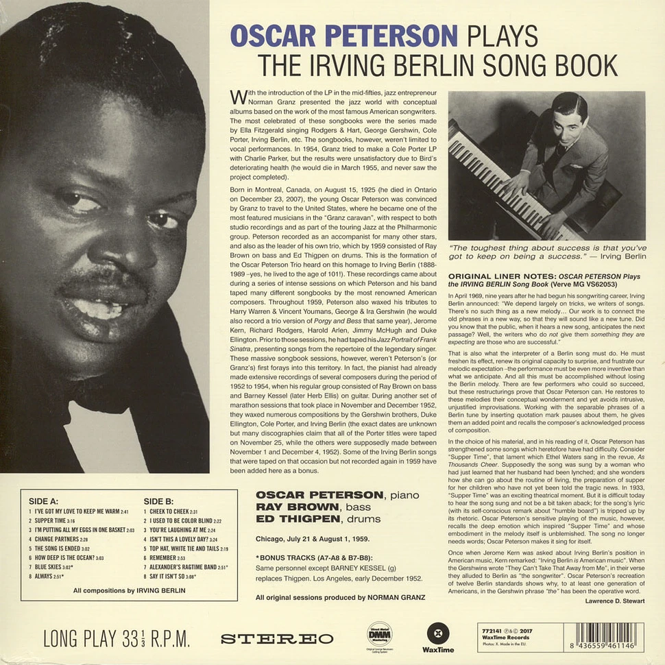 Oscar Peterson - Oscar Peterson Plays The Irving Berling Songbook