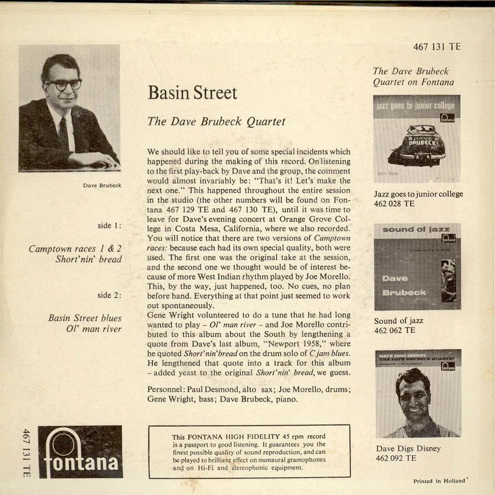 The Dave Brubeck Quartet - Basin Street