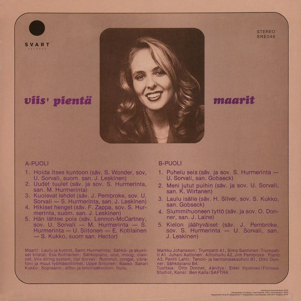 Maarit - Viis Pientä Black Vinyl Edition