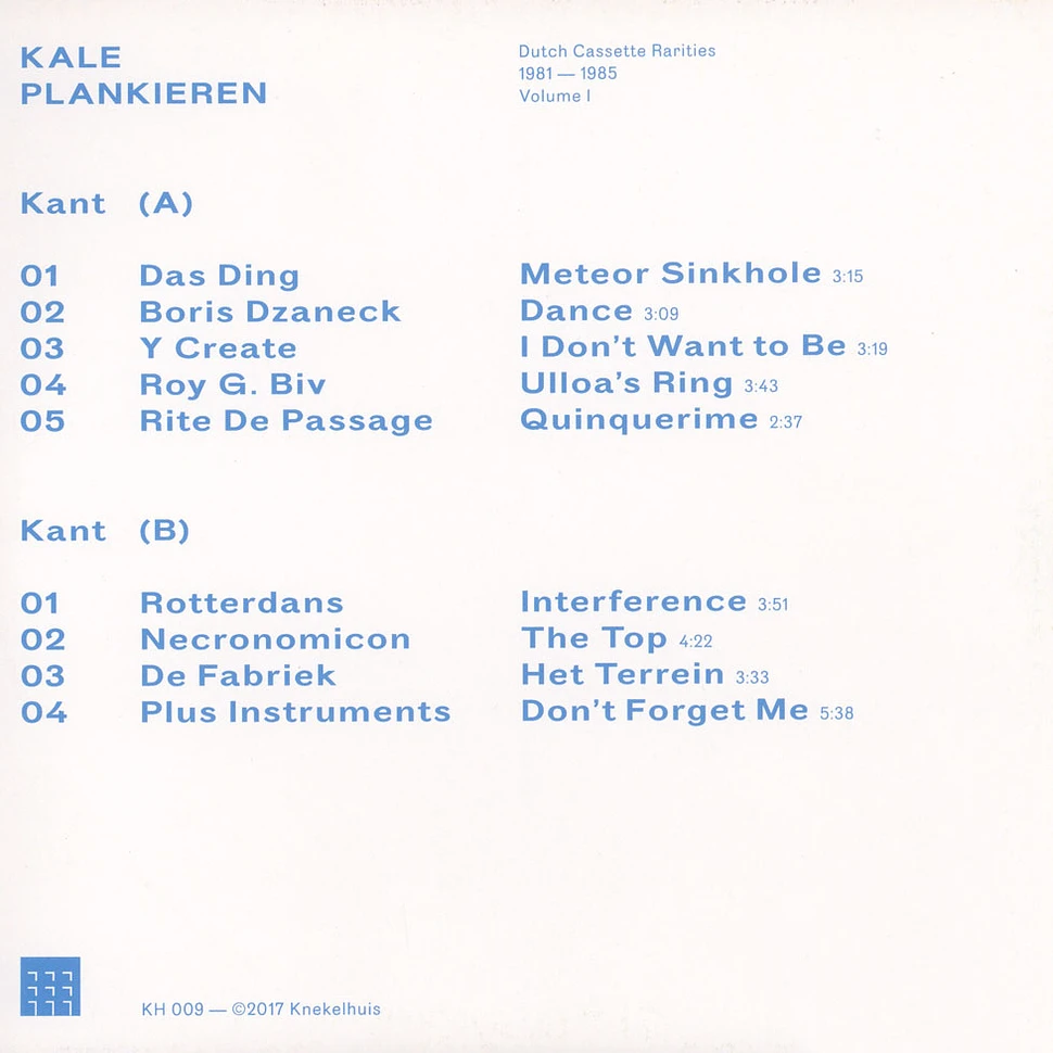 Kale Plankieren - Dutch Cassette Rarities 1981 - 1985 Volume 1
