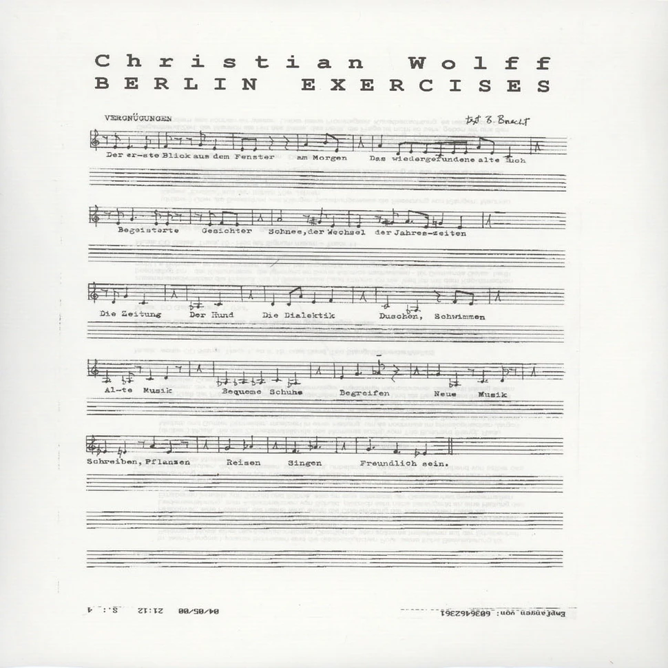Christian Wolff - Berlin Exercises