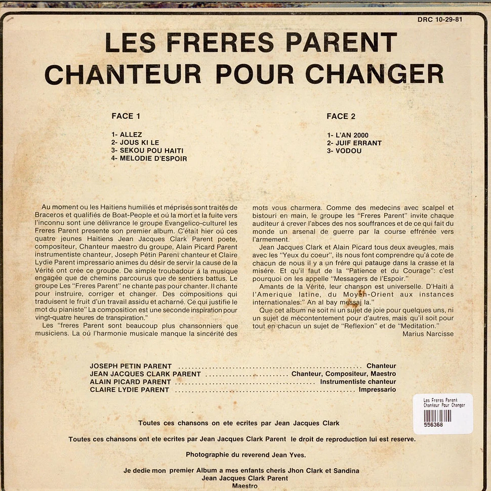 Les Freres Parent - Chanteur Pour Changer