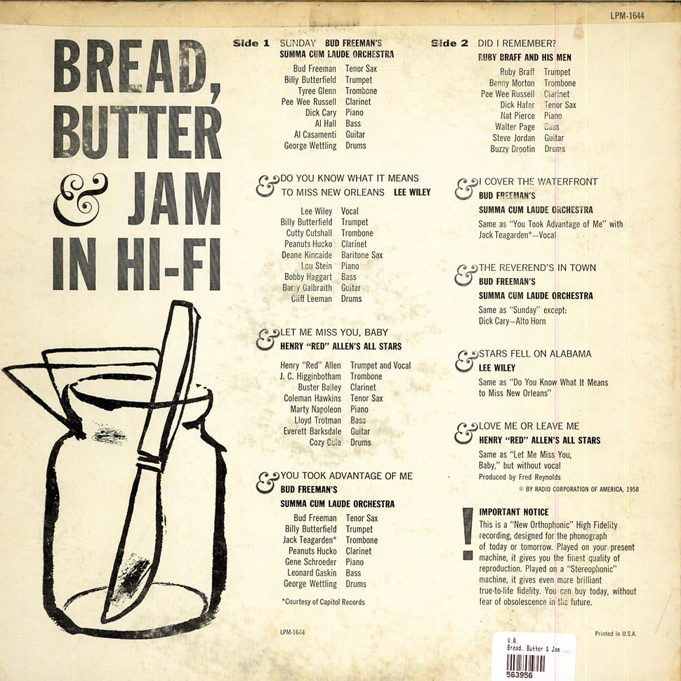 V.A. - Bread, Butter & Jam In Hi-Fi