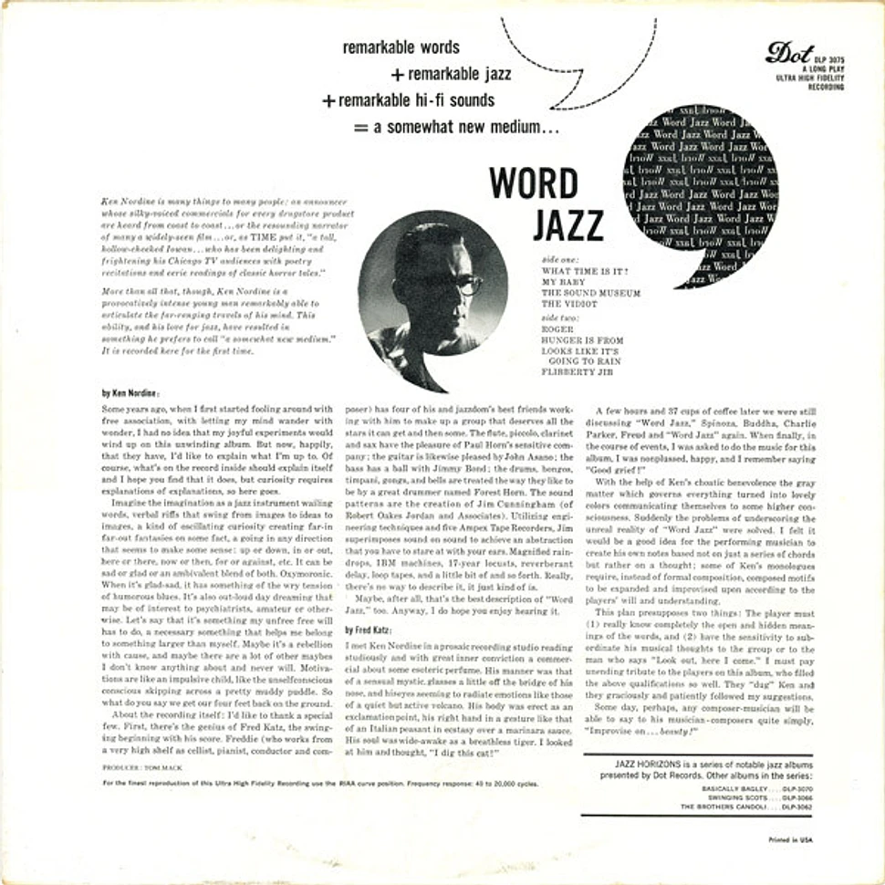 Ken Nordine Featuring The Fred Katz Group - Word Jazz