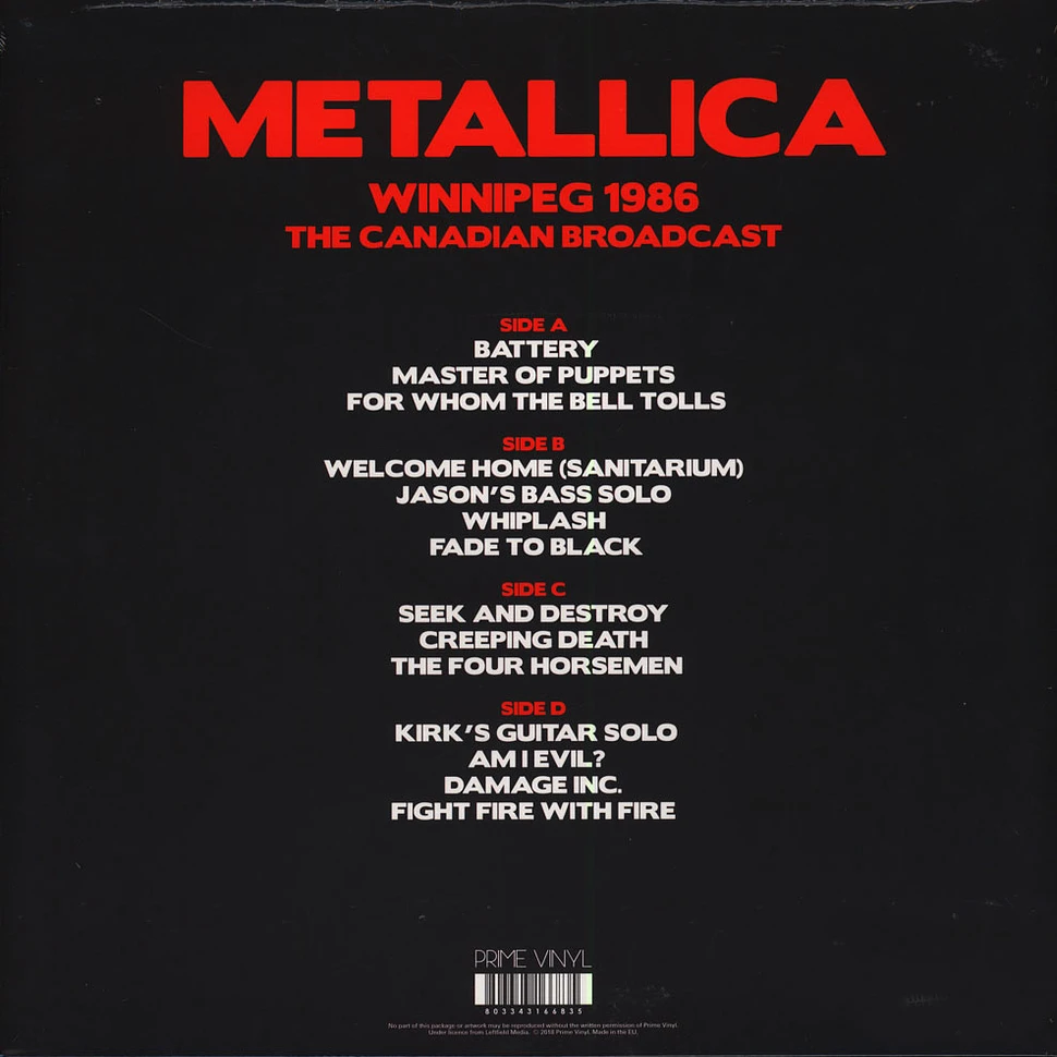 Metallica - Winnipeg 1986