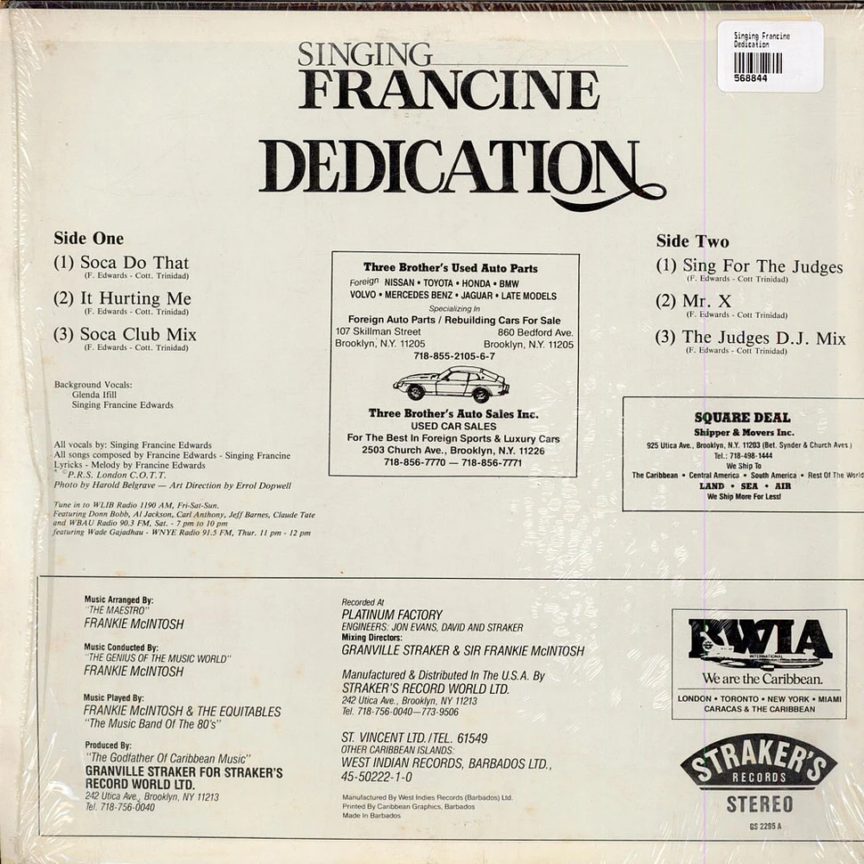 Singing Francine - Dedication