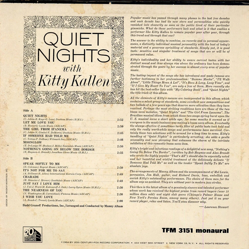 Kitty Kallen - Quiet Nights