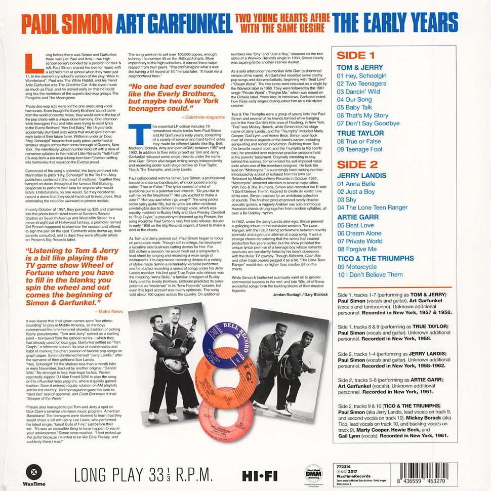 Paul Simon & Art Garfunkel (Performing As Tom & Jerry. Jerry Landis. Artie Garr. Tico And The Triumphs.... - Two Young Hearts Afire With The Same Desire: The Early Years