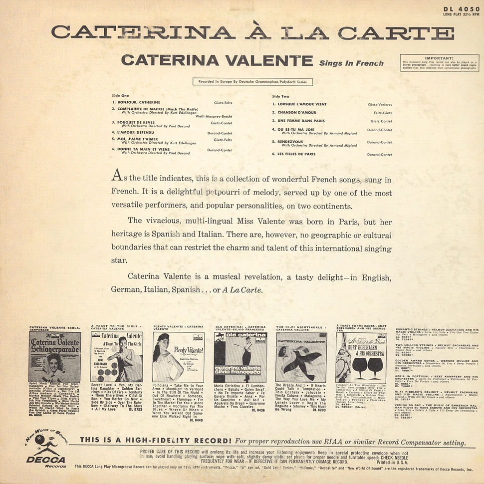 Caterina Valente - Caterina A La Carte