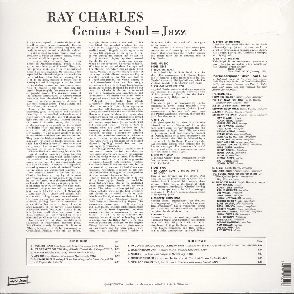 Ray Charles - Genius + Soul = Jazz