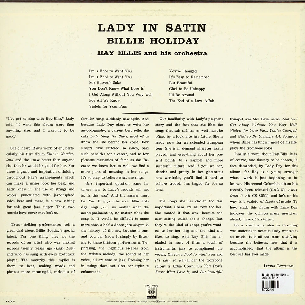 Billie Holiday With Ray Ellis And His Orchestra - Lady In Satin