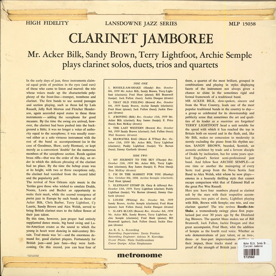 Acker Bilk, Sandy Brown , Terry Lightfoot, Archie Semple - Clarinet Jamboree