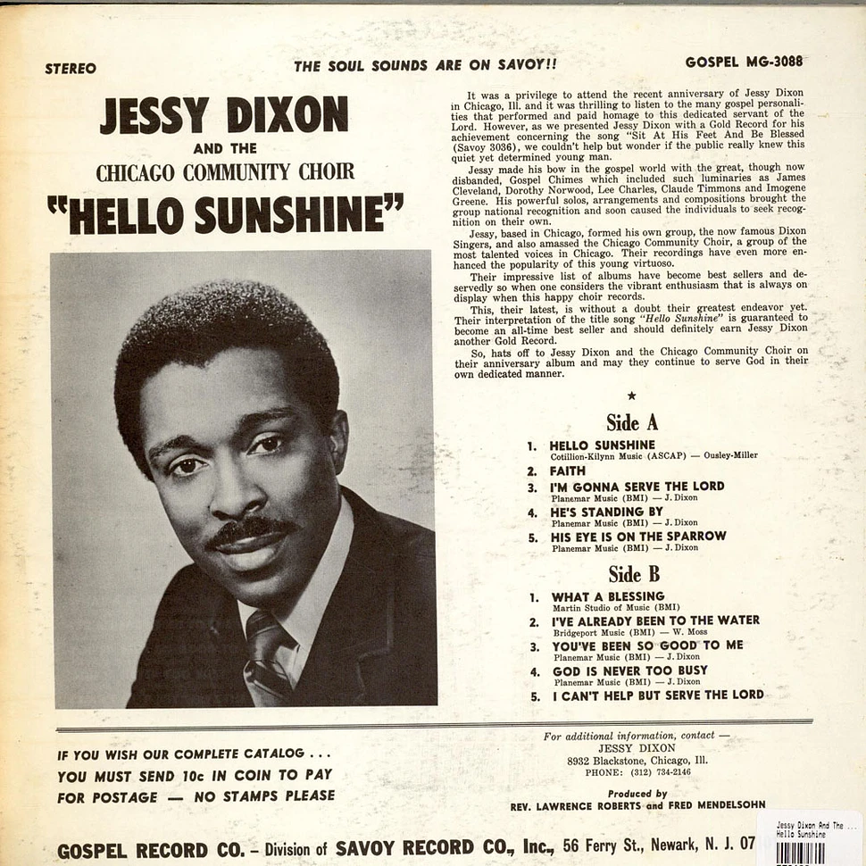 Jessy Dixon And The Chicago Community Choir - Hello Sunshine