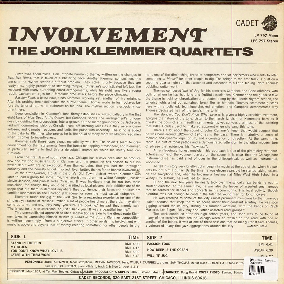 The John Klemmer Quartets - Involvement