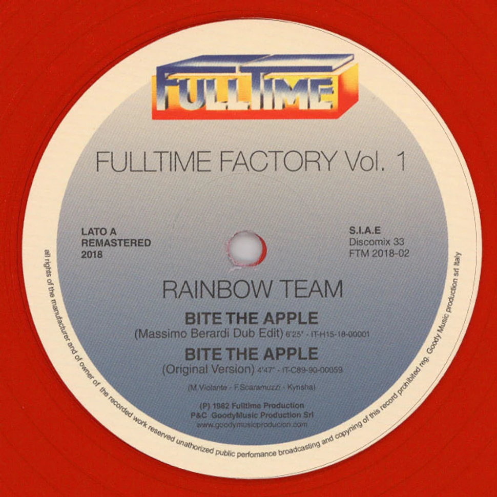 Rainbowteam / Selection - Fulltime Factory Volume 1 Transparent Red Vinyl Edition