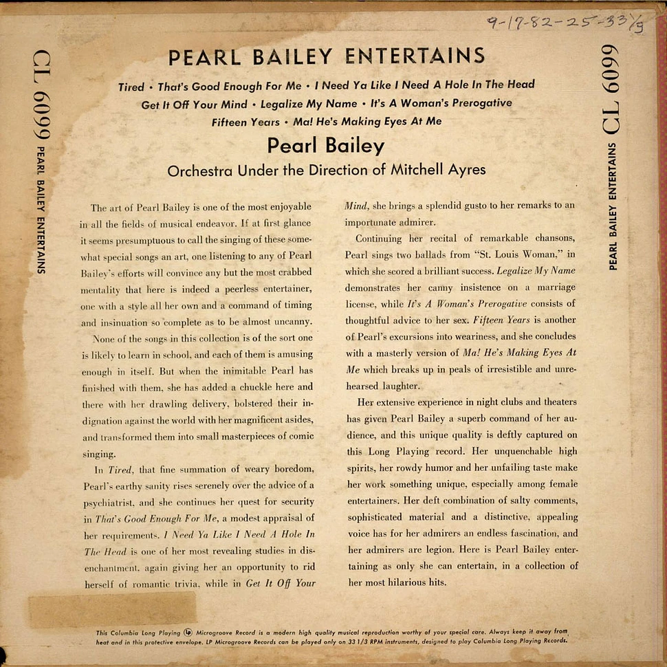 Pearl Bailey - Pearl Bailey Entertains