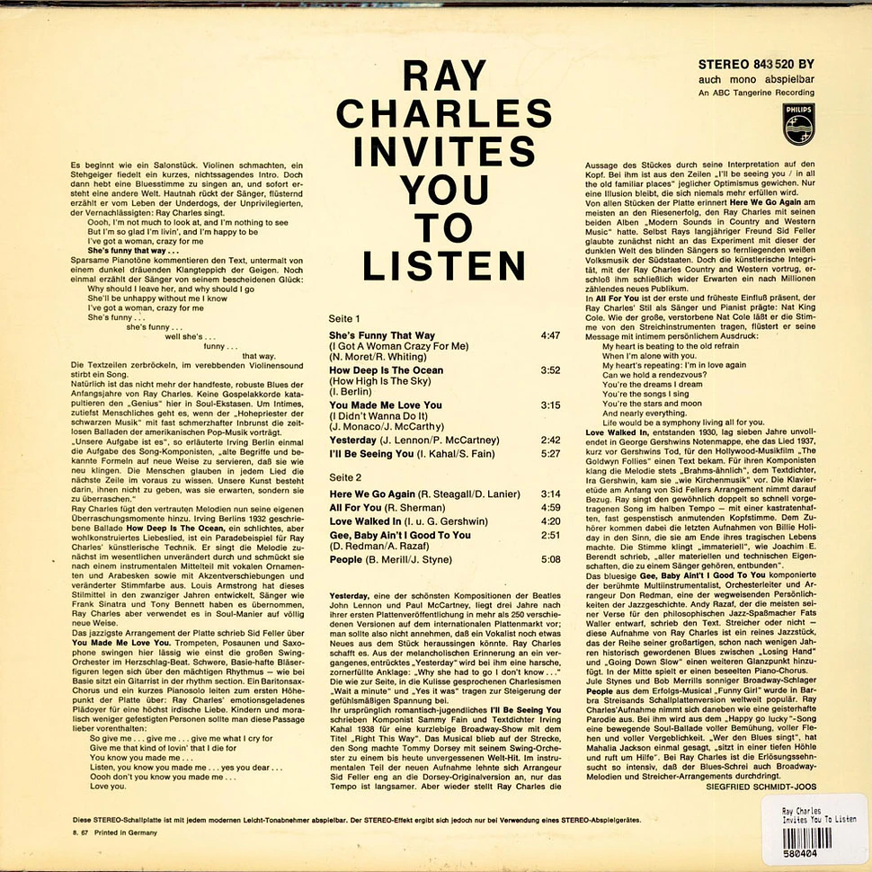 Ray Charles - Invites You To Listen