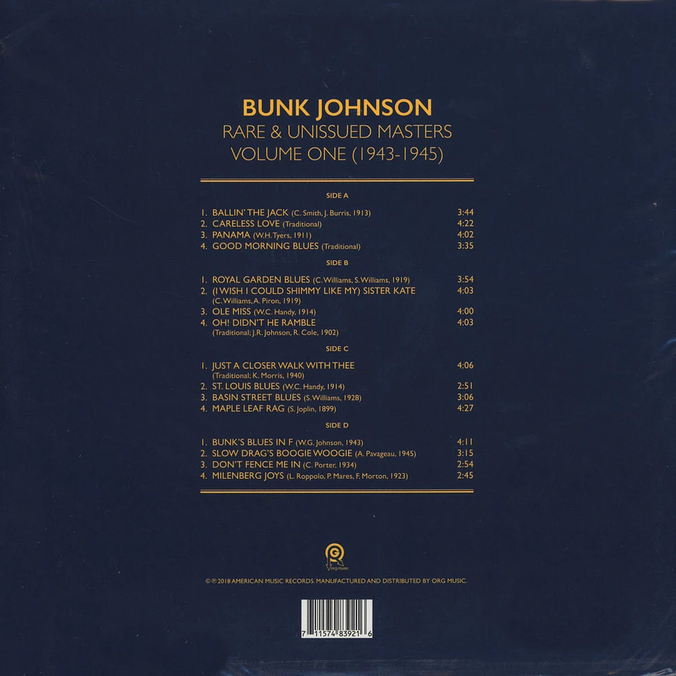 Bunk Johnson - Rare & Unissued Masters: Volume One (1943