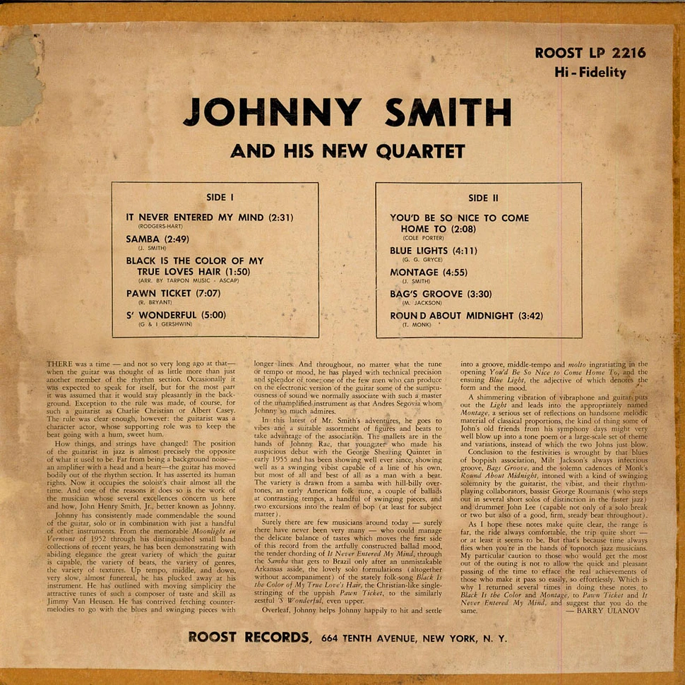 Johnny Smith Quartet - The New Johnny Smith Quartet