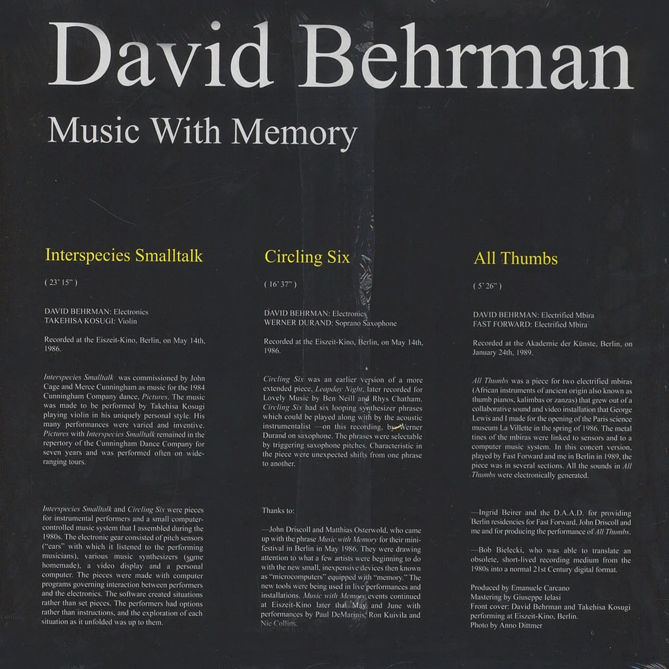 David Behrman - Music With Memory