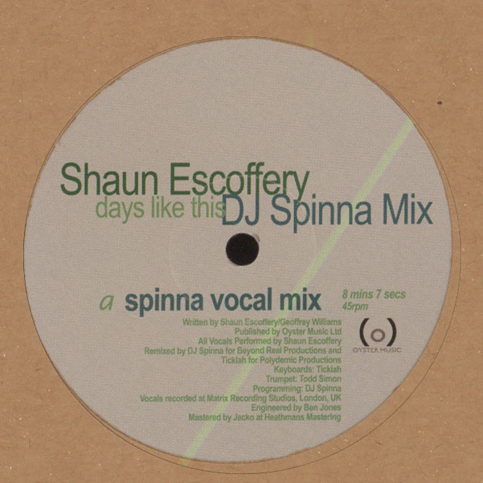 Shaun Escoffery - Days Like This DJ Spinna Mix