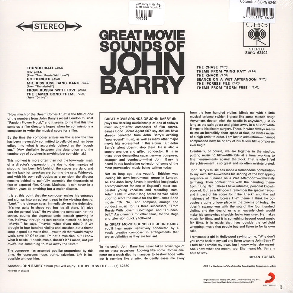 John Barry & His Orchestra - Great Movie Sounds Of John Barry