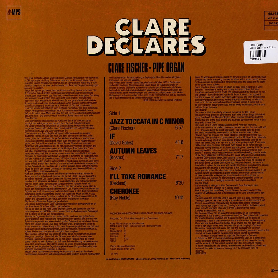 Clare Fischer - Clare Declares - Pipe Organ