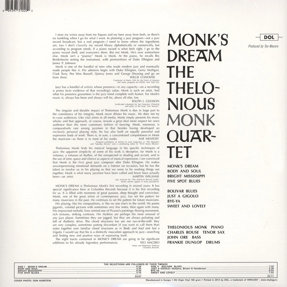 Thelonious Monk Quartet - Monk's Dream Gatefold Sleeve Edition