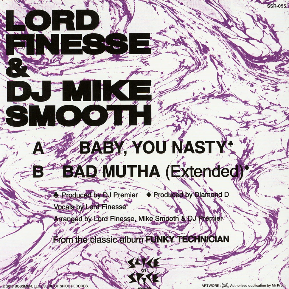 Lord Finesse & DJ Mike Smooth - Baby You Nasty (OG Mix) / Bad Mutha (Extended Mix) Black Vinyl Edition