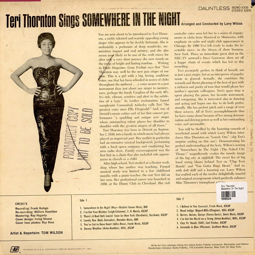 Teri Thornton - Somewhere In The Night