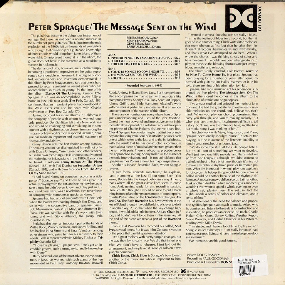 Peter Sprague - The Message Sent On The Wind