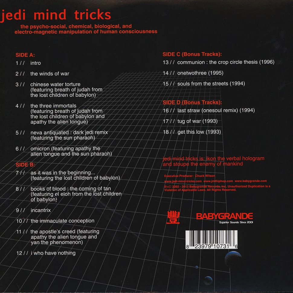 Jedi Mind Tricks - The Psycho-Social, Chemical, Biological & Electro-Magnetic Manipulation of Human Consciousness Transparent Vinyl Edition
