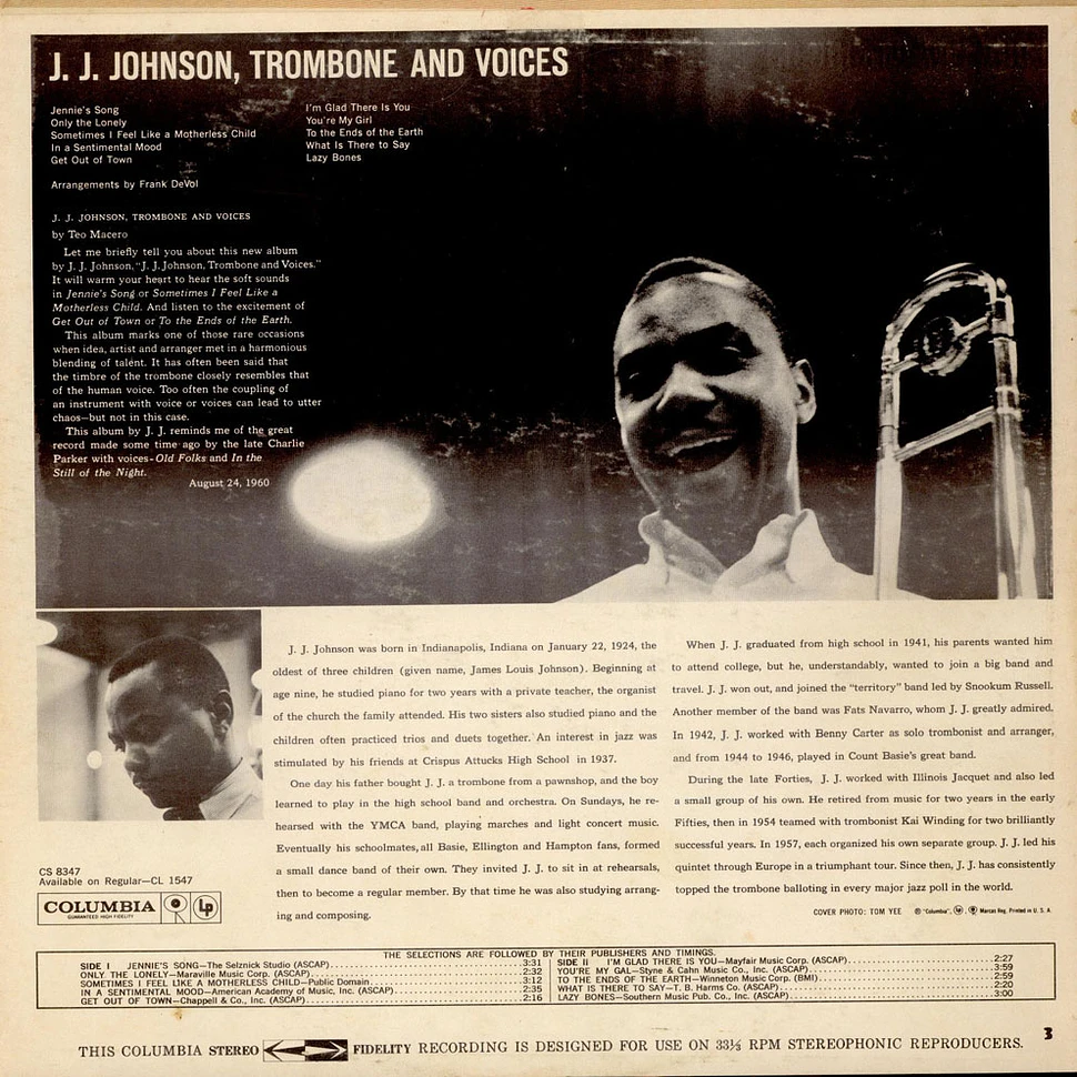 J.J. Johnson - Trombone And Voices