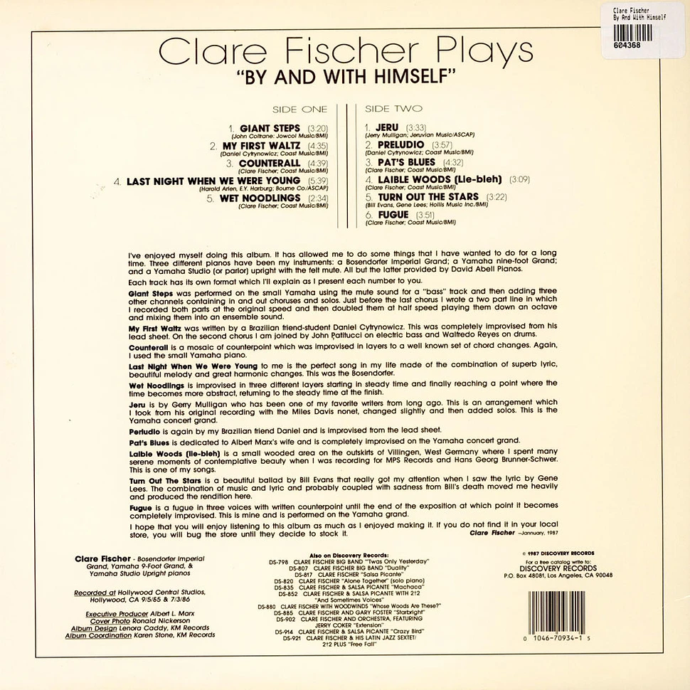 Clare Fischer - By And With Himself