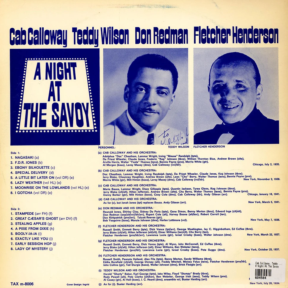 Cab Calloway, Teddy Wilson, Don Redman, Fletcher Henderson - A Night At The Savoy