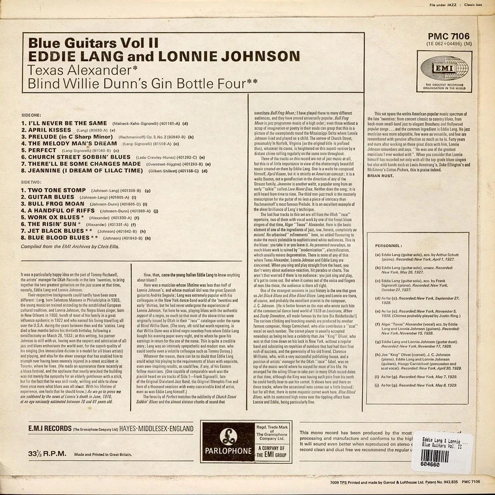 Eddie Lang & Lonnie Johnson - Blue Guitars Vol. II