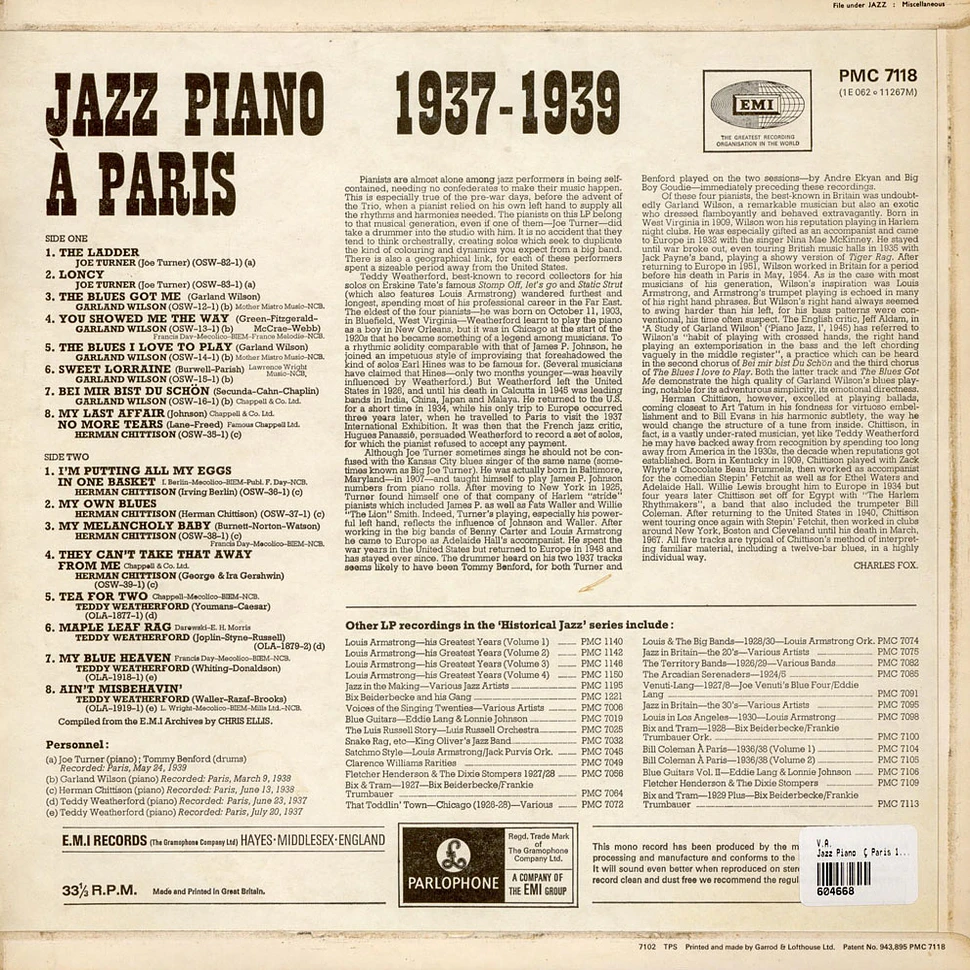 V.A. - Jazz Piano À Paris 1937 - 1939