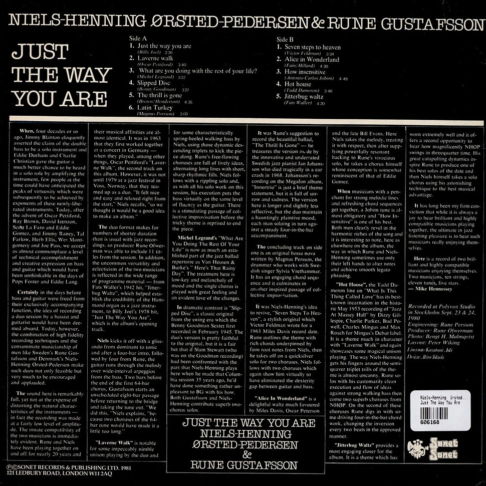 Niels-Henning Ørsted Pedersen & Rune Gustafsson - Just The Way You Are