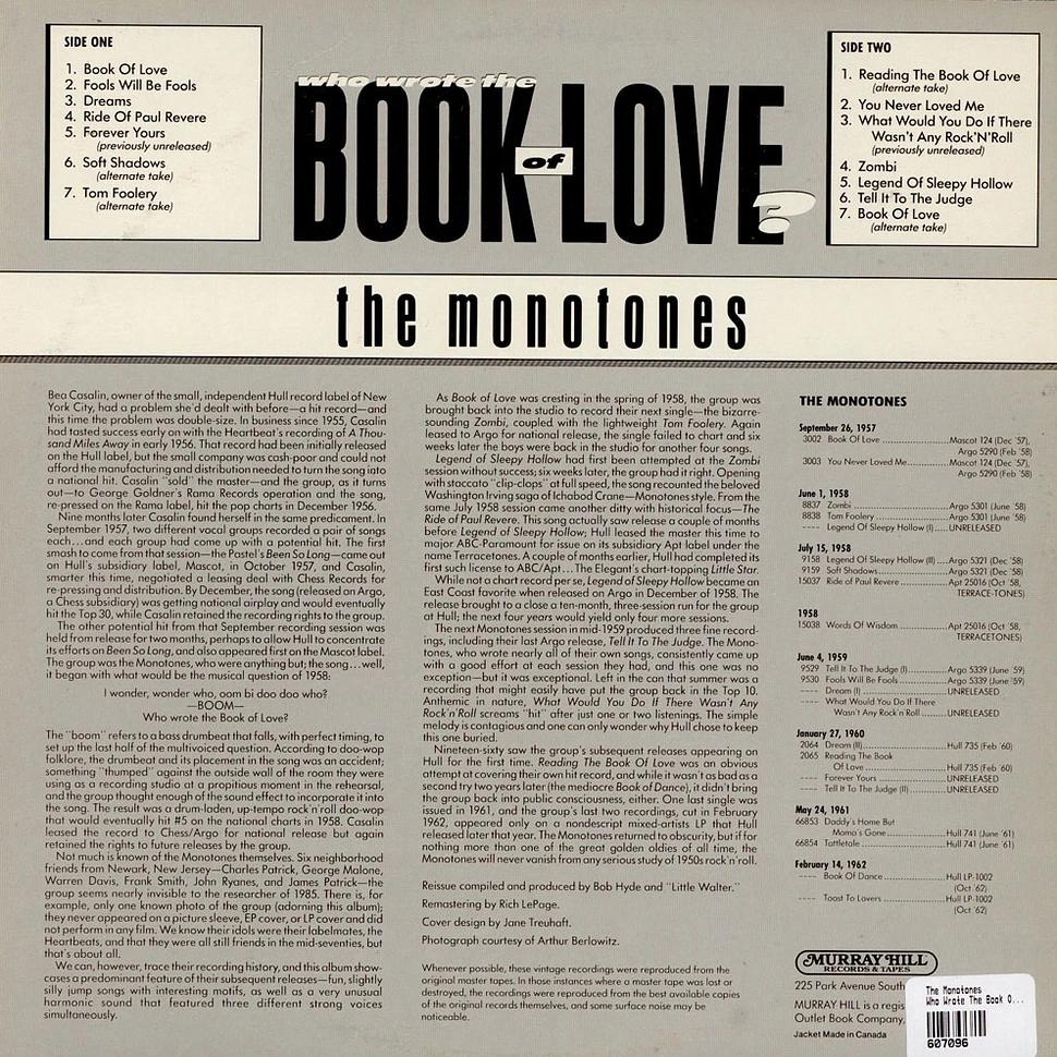 The Monotones - Who Wrote The Book Of Love?