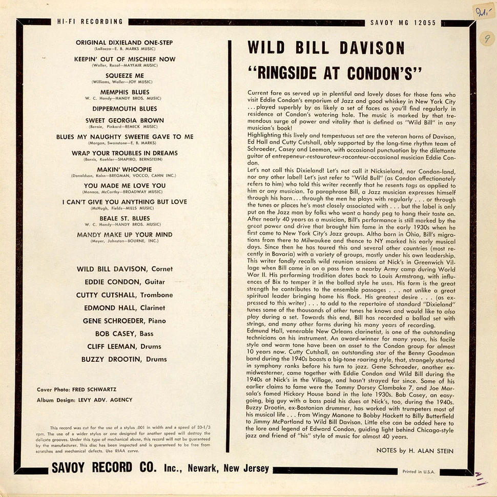 Wild Bill Davison - Ringside At Condon's Featuring Wild Bill Davison