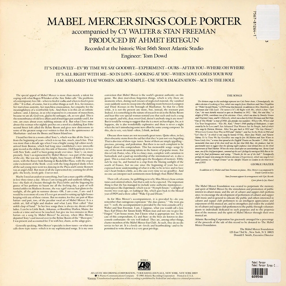 Mabel Mercer - Mabel Mercer Sings Cole Porter