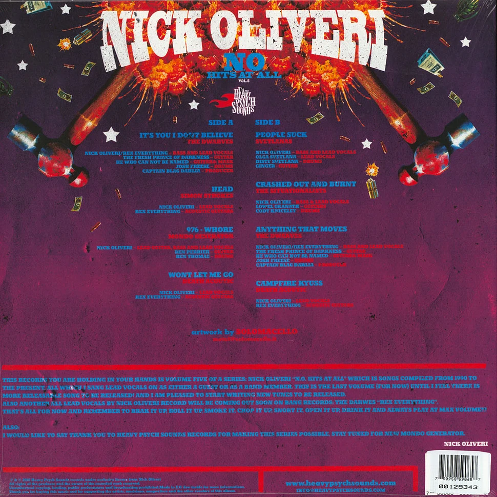Nick Oliveri - N.O. Hits At All Vol.5 Colored Vinyl Edition