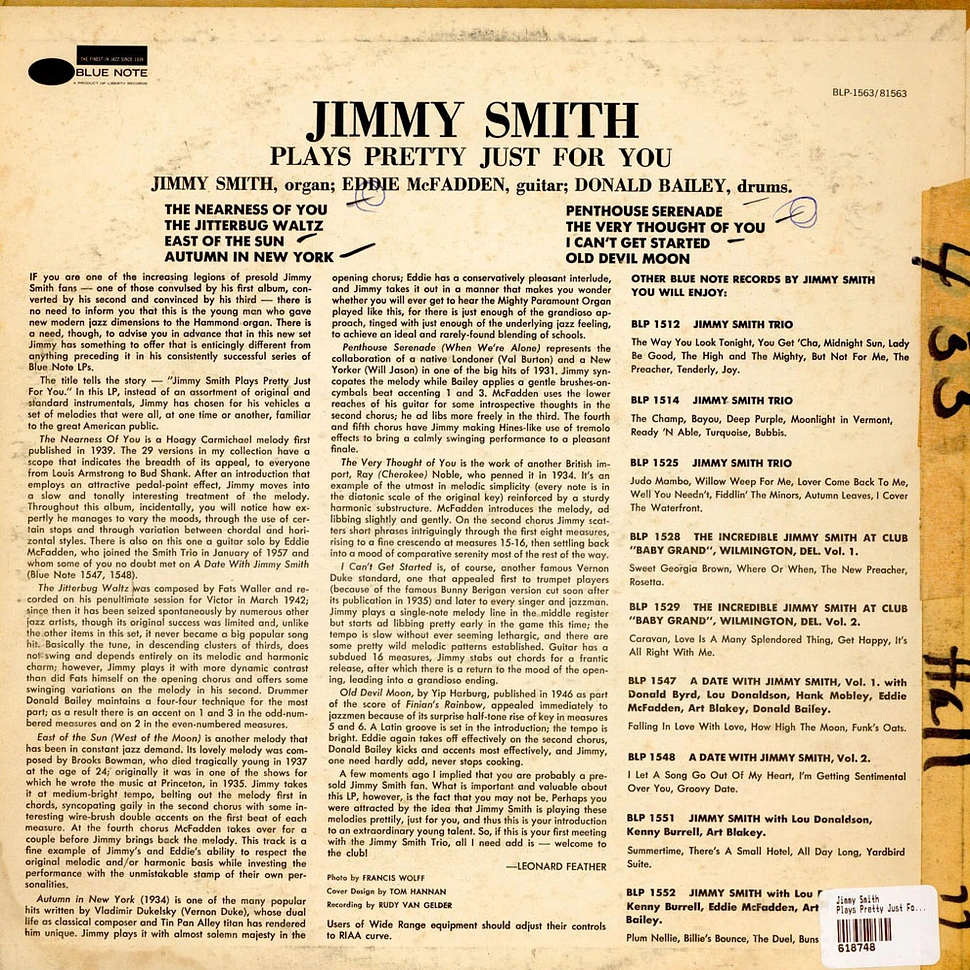 Jimmy Smith - Plays Pretty Just For You