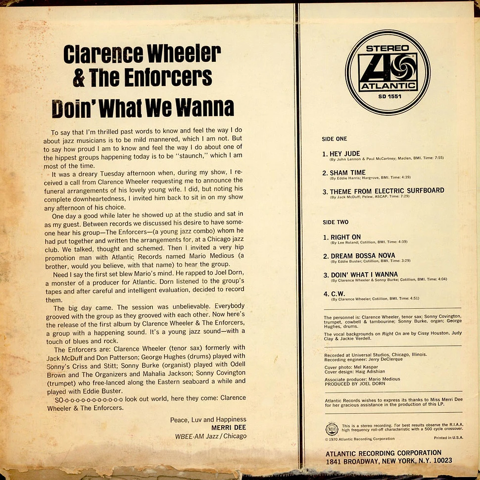 Clarence Wheeler & The Enforcers - Doin' What We Wanna