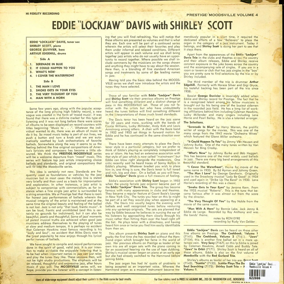 Eddie "Lockjaw" Davis With Shirley Scott - Moodsville Volume 4