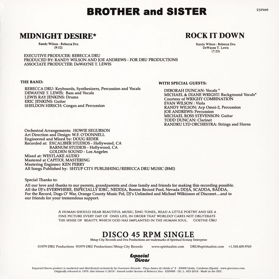 Brother And Sister - Midnight Desire / Rock It Down